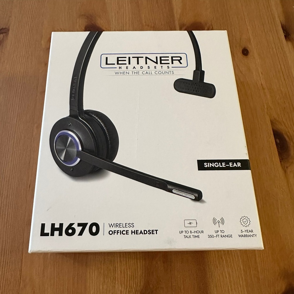 Leitner LH670 Wireless Office Headset Single-Ear Bluetooth Noise Canceling Black